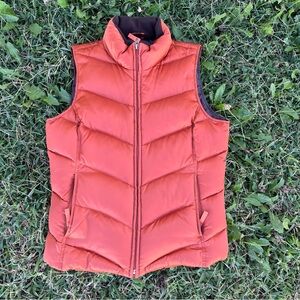 Eddie Bauer Mens Vest Small Orange Puffer Goose Down Vest Full Zip